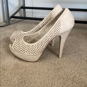 Nude open toed heels size 7.5